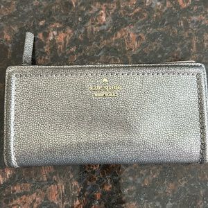 Kate Spade bifold wallet pewter color